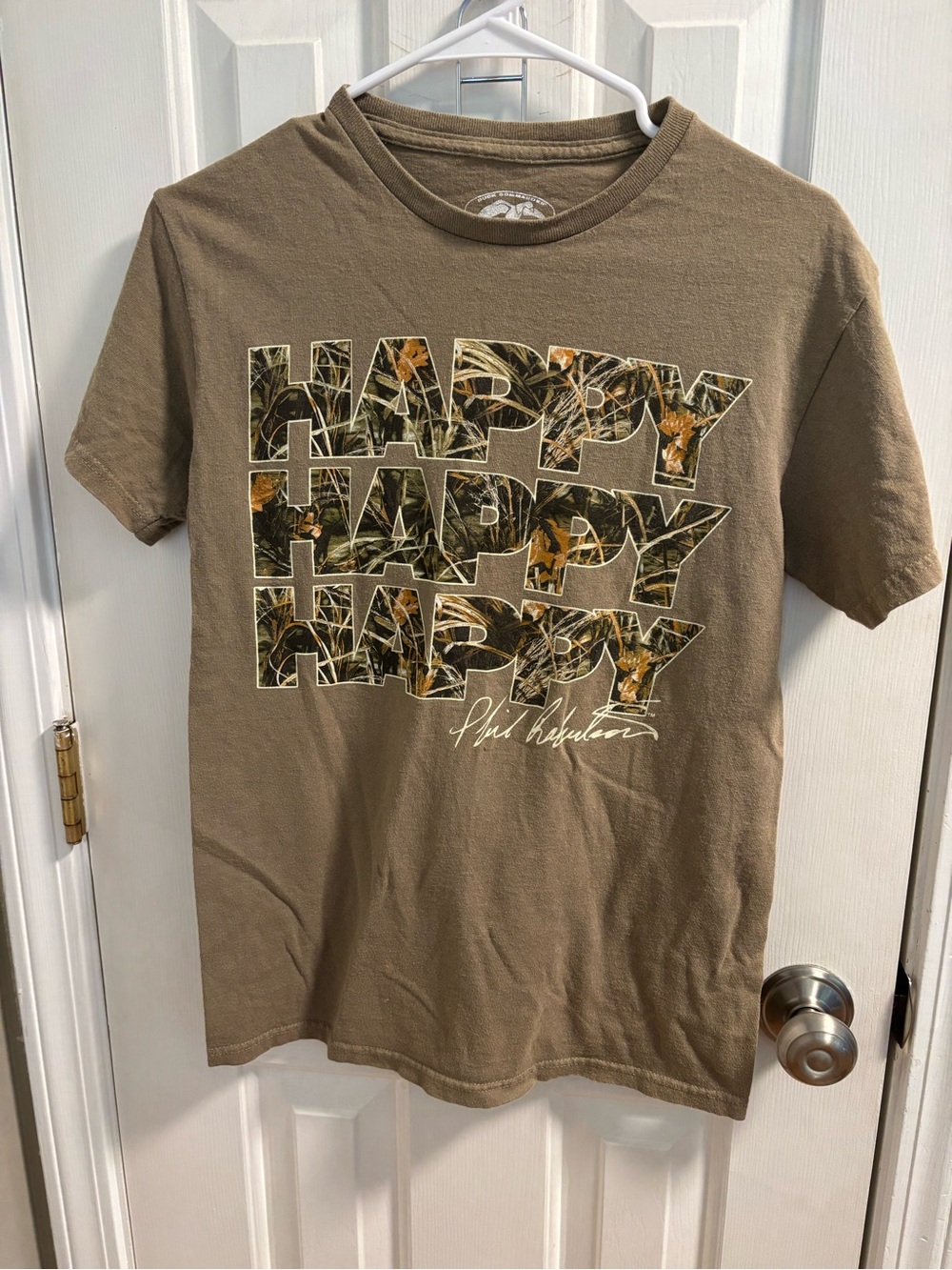 Men’s 'Happy' Graphic Tee in Brown - Phil Vasselton
